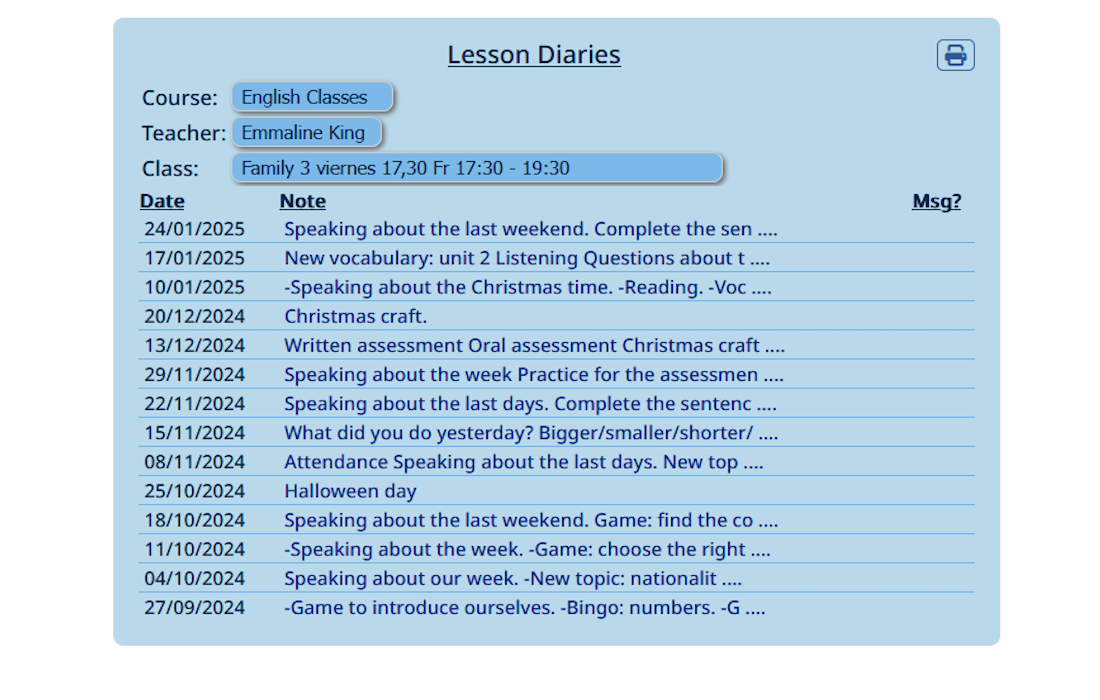 Lesson Diaries