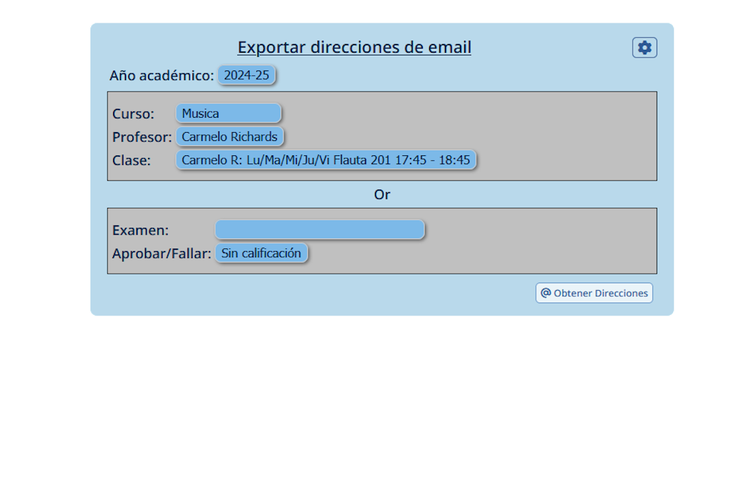 Exportación de direcciones de Email